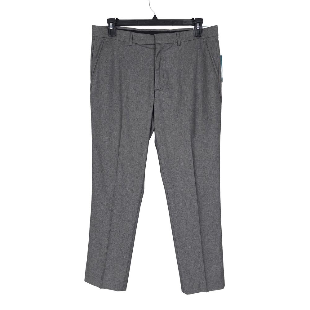 Perry Ellis Mens Slim Fit Dress Pants 36x29 Alloy Grey Solid Stretch Micro Twill - Picture 5 of 13